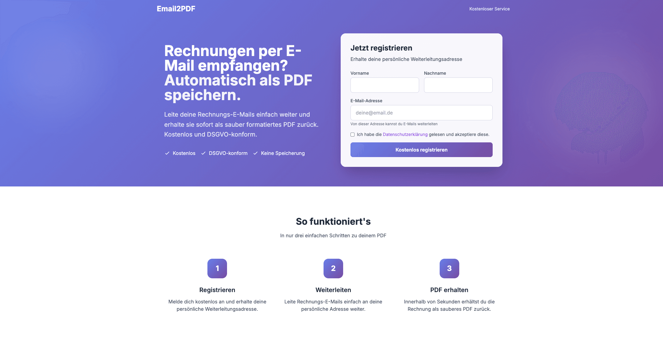 Screenshot email2pdf